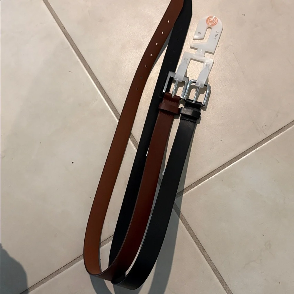 NWT Boys sz medium 2 pack belts brown black 32in 1233